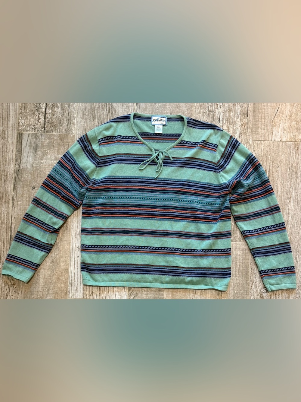 Pendleton Vtg Women’s Lightweight Green Striped Sweater